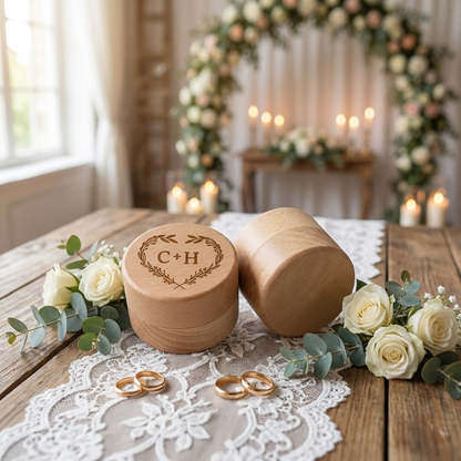 Wedding Ring Box - Heart Initials