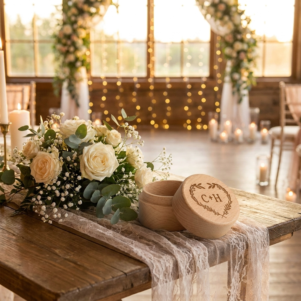 Wedding Ring Box - Heart Initials