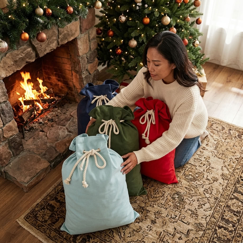 Personalised Canvas Santa Sacks - Multiple Colours