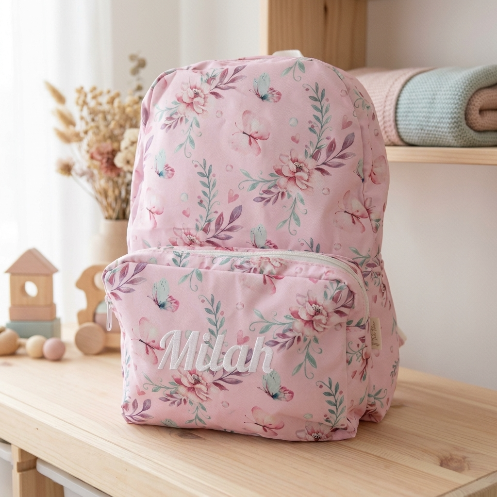 Personalised Kids Backpack - Pink Butterfly