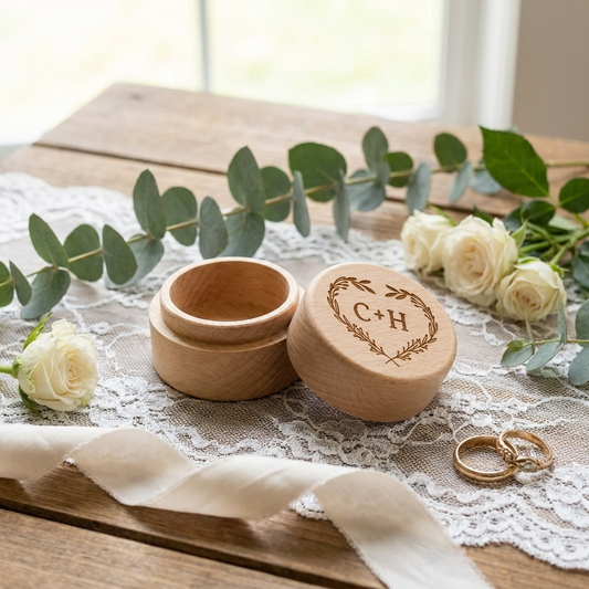 Wedding Ring Box - Heart Initials