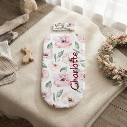 Personalised Baby Swaddle & Headband Set - Magnolia