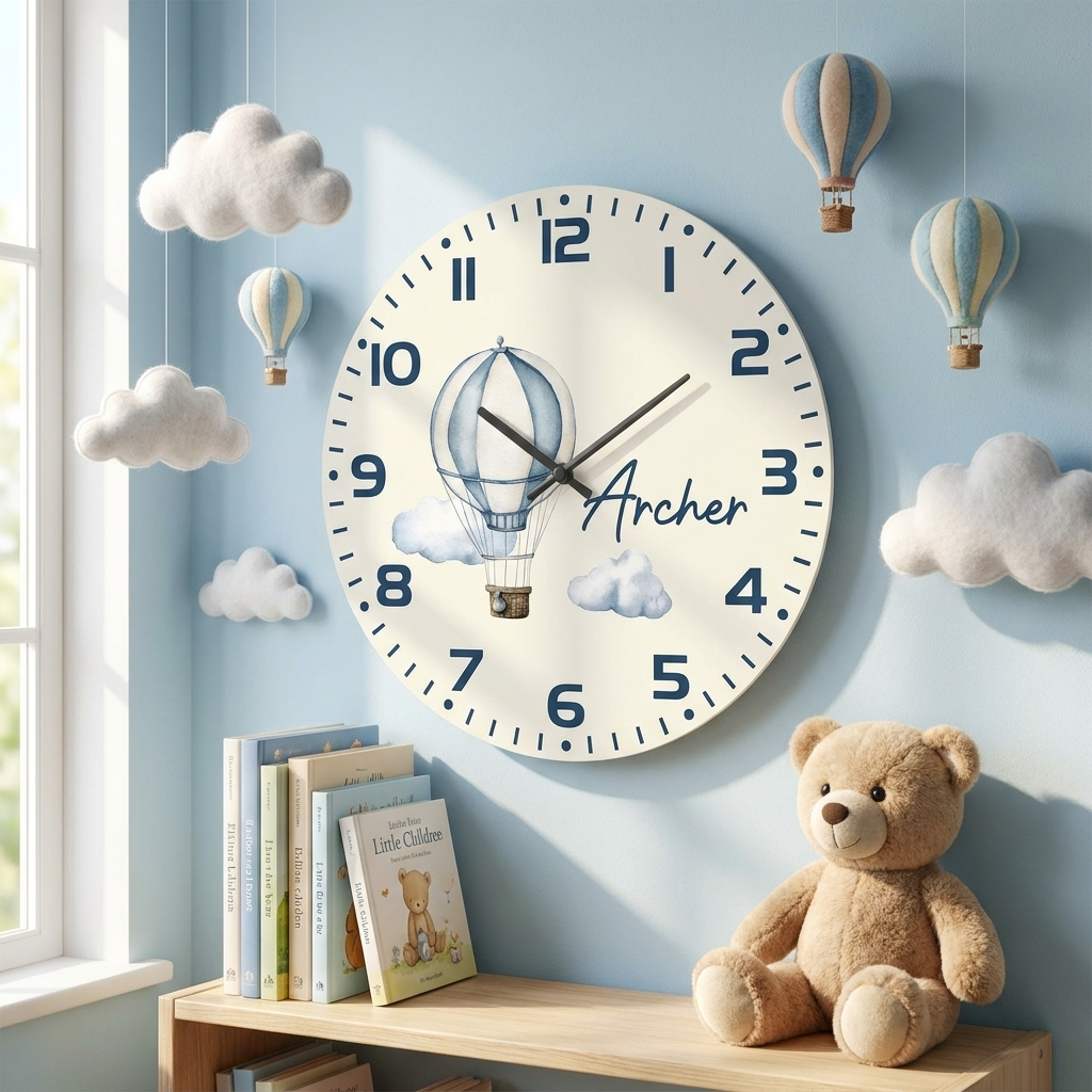 Personalised Clock - Hot Air Balloon