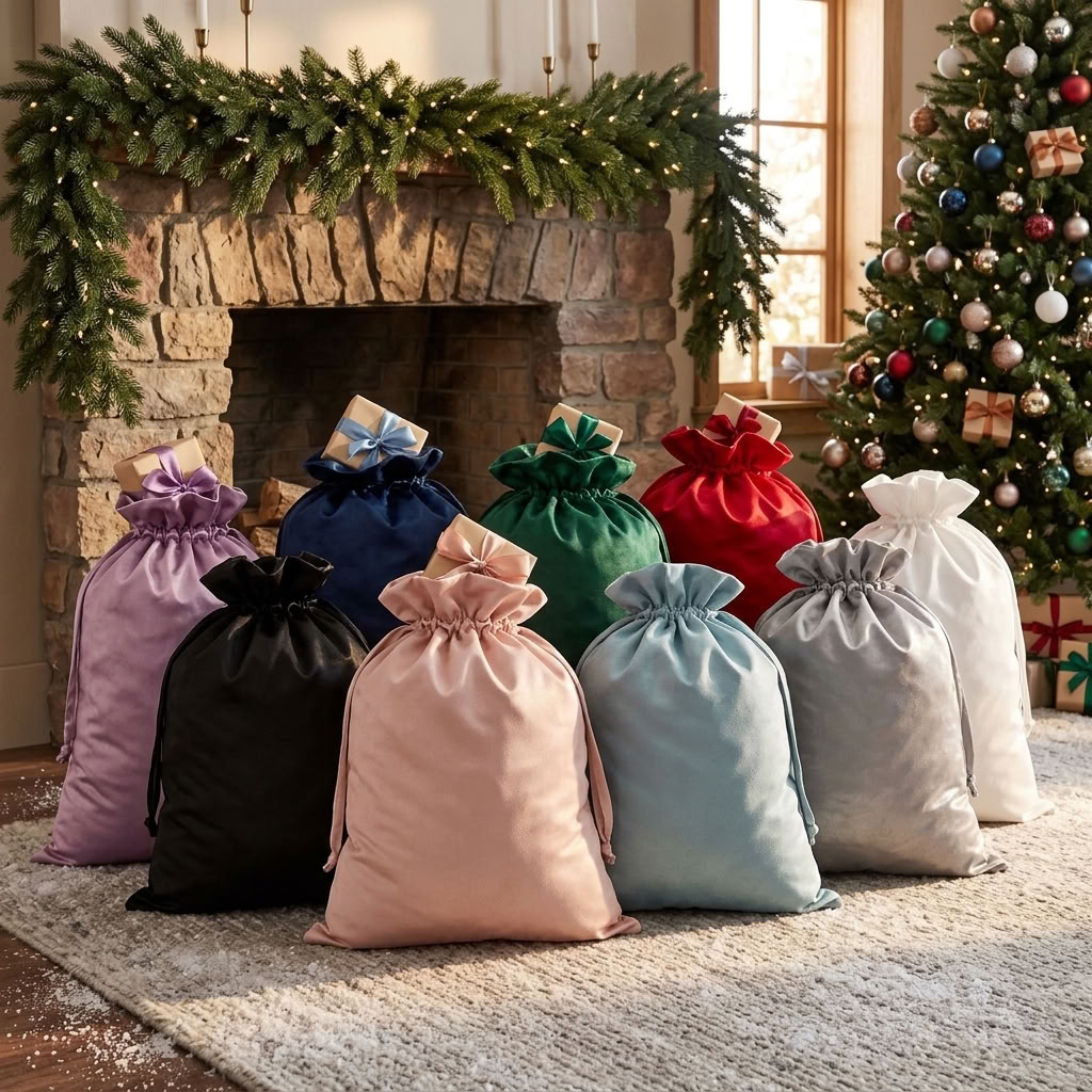 Signature Monogram Velvet Santa Sack - Mulitiple Colours