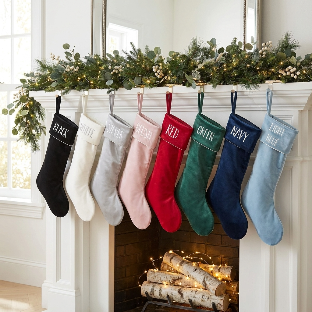 Non Personsalised Velvet Stockings - Multiple Colours
