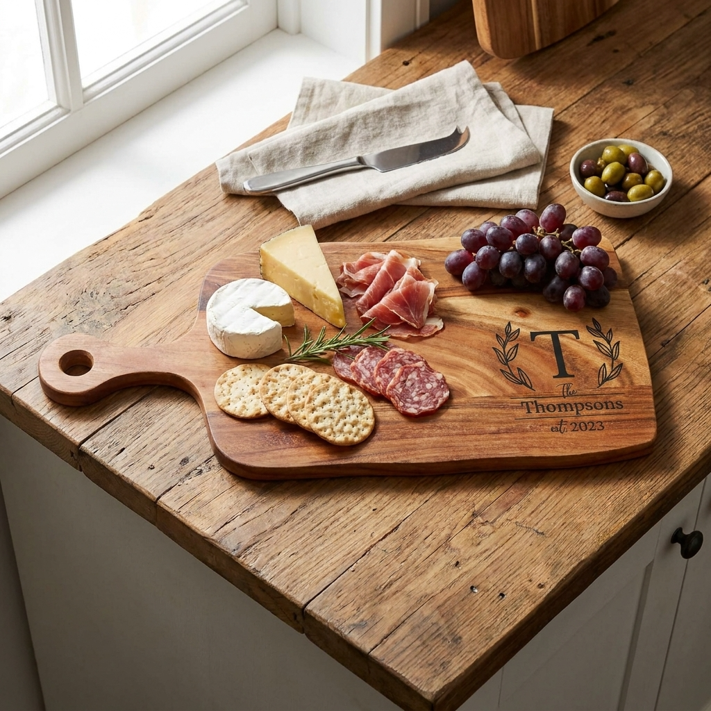 Personalised Family Name Monogram Serving Board