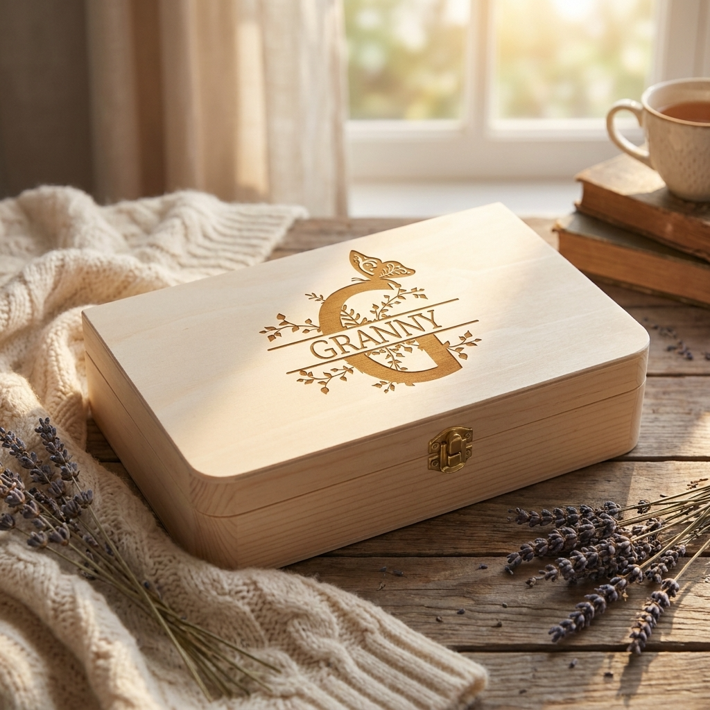 Personalised Wooden Keepsake Box - Floral Letter