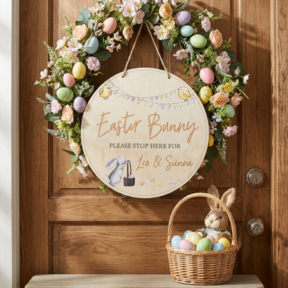 Easter Bunny Please Stop Here Sign - Colour