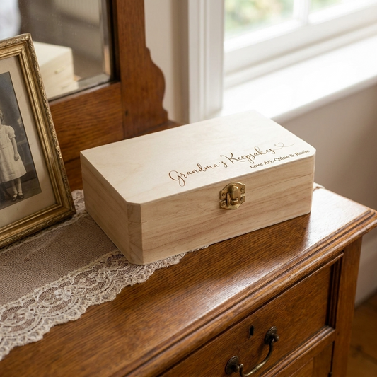 Personalised Wooden Keepsake Box - Heart