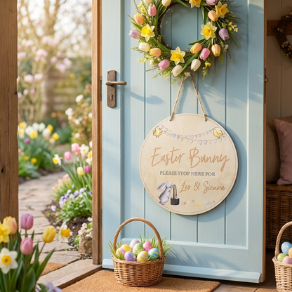 Easter Bunny Please Stop Here Sign - Colour