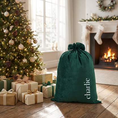Signature Monogram Velvet Santa Sack - Mulitiple Colours