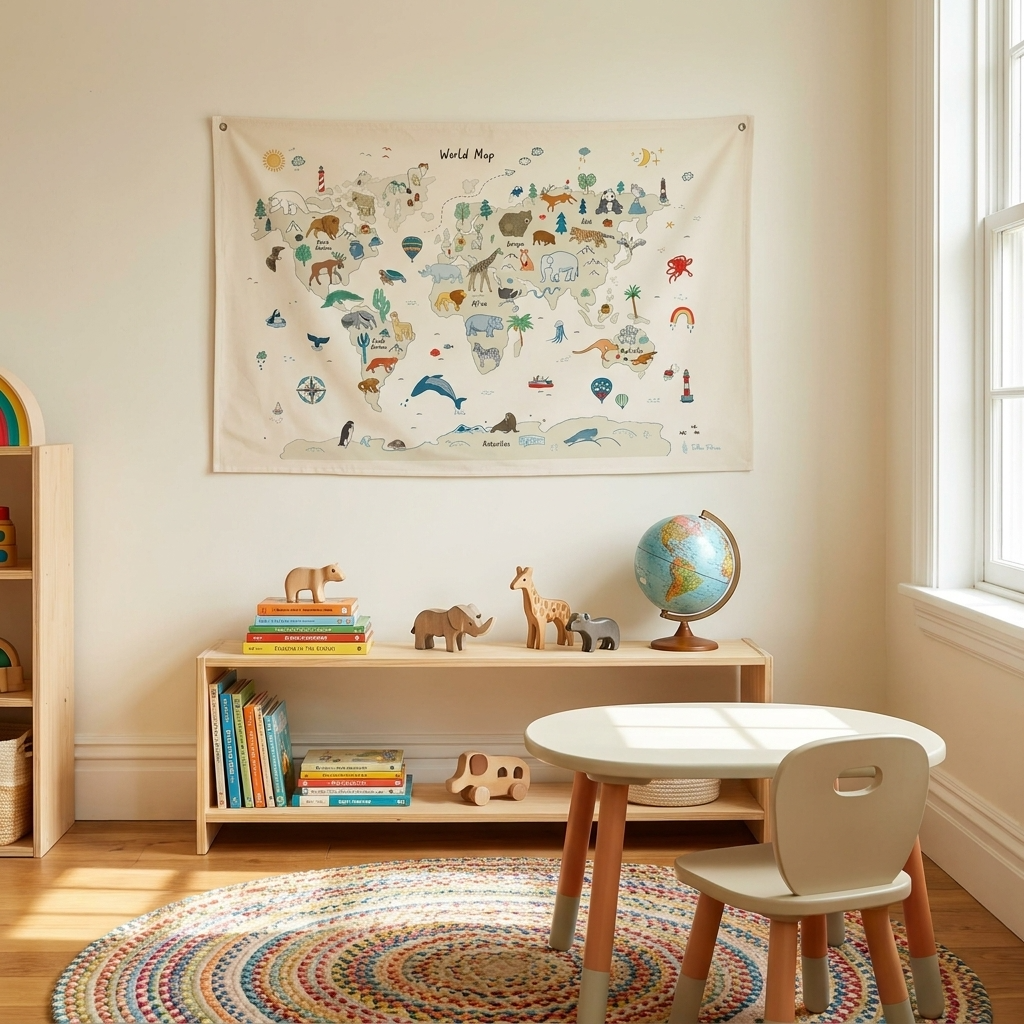 Animal Map Canvas Wall Hang