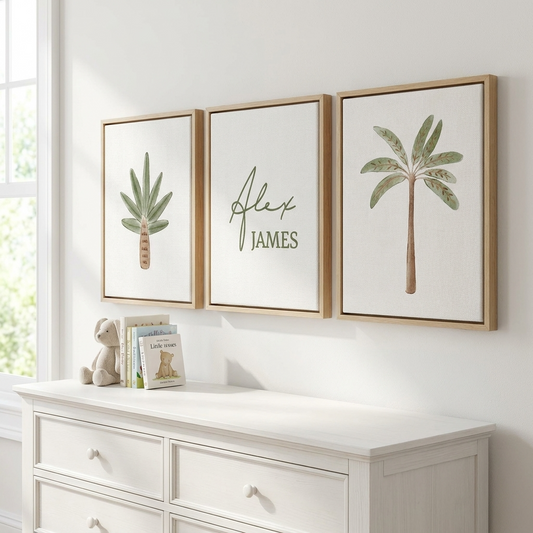 Personalised Palms Wooden Canvas Print Set