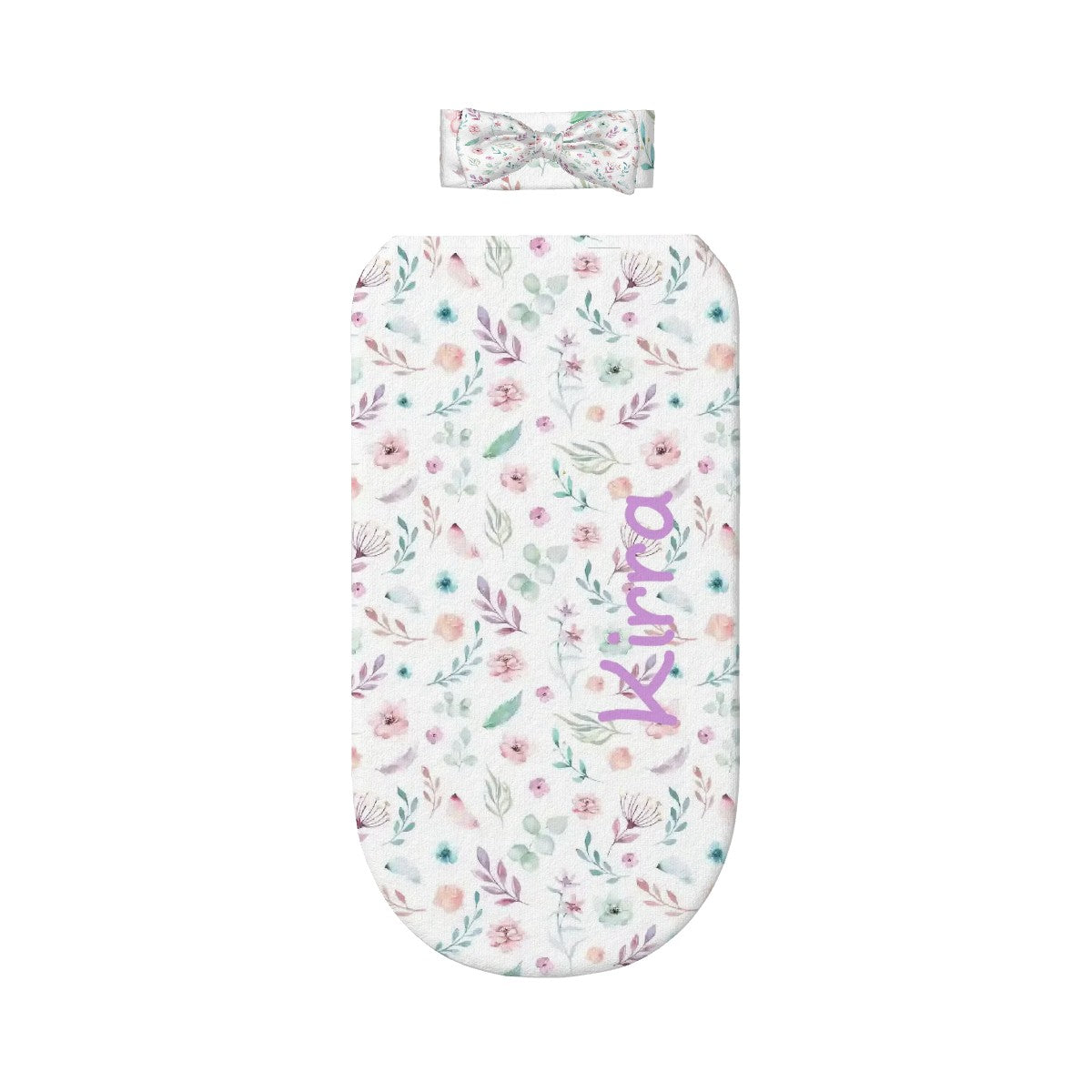 Personalised Baby Swaddle & Headband Set - Floral