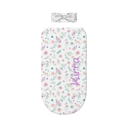 Personalised Baby Swaddle & Headband Set - Floral