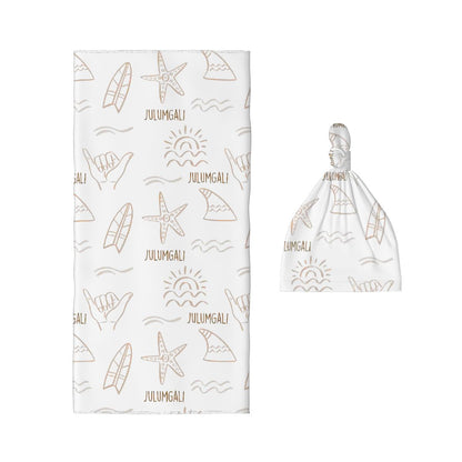 Personalised Baby Swaddle & Beanie Set - Surf