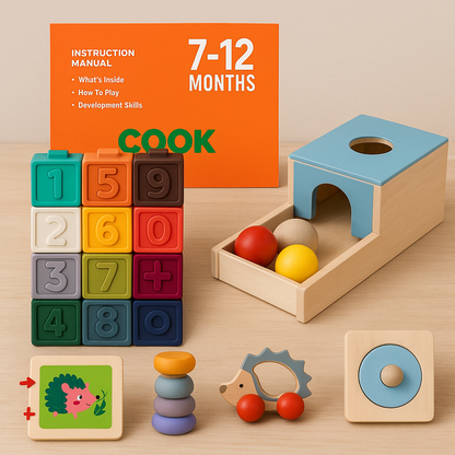 Wooden Montessori Educational Toy Box for Baby 7-12 Months