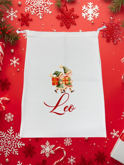 Personalised Premium Linen Santa Sack  – Classic Christmas Collection