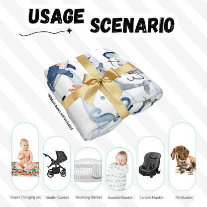 Personalised Baby Swaddle & Beanie Set - Ocean