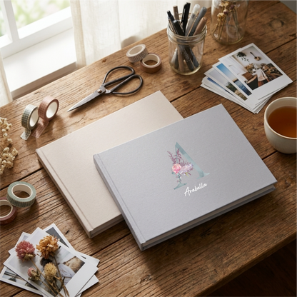 Personalised Scrapbook - Grey Floral Letter