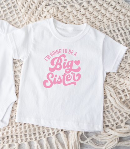 I'm going to be a big sister HEART white Tshirt