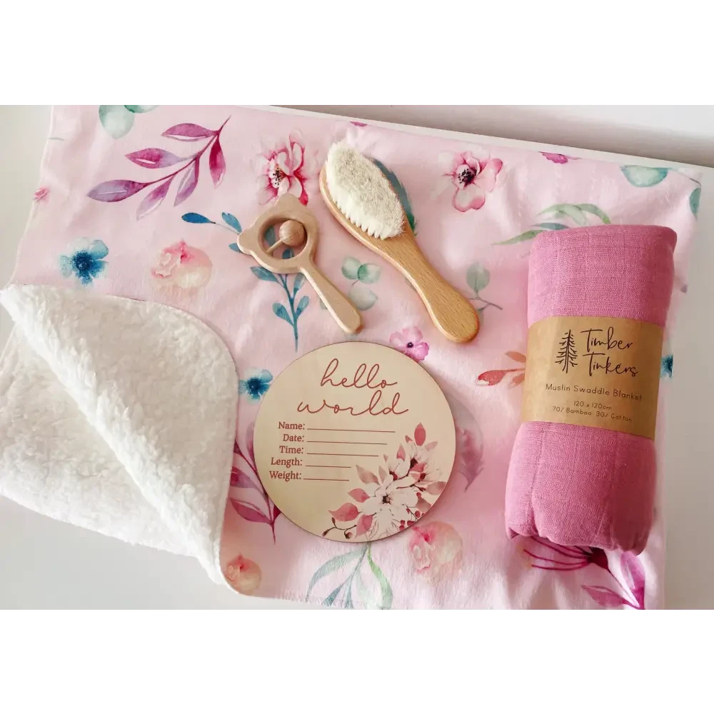Large Baby Gift Box - Pink Floral - Timber Tinkers