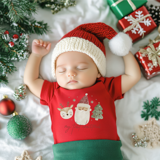 My First Christmas Red Santa Onesie