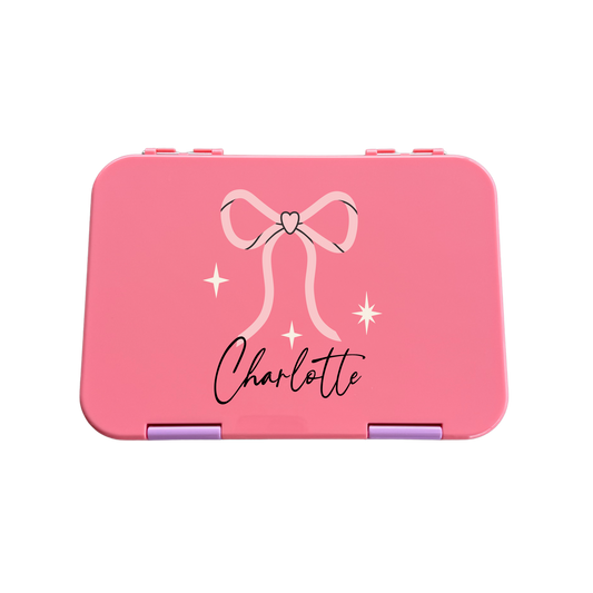 Personalised Lunch Boxes - Peach Bow