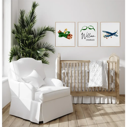 Personalised Aviation Wooden Canvas Print Set - Timber Tinkers