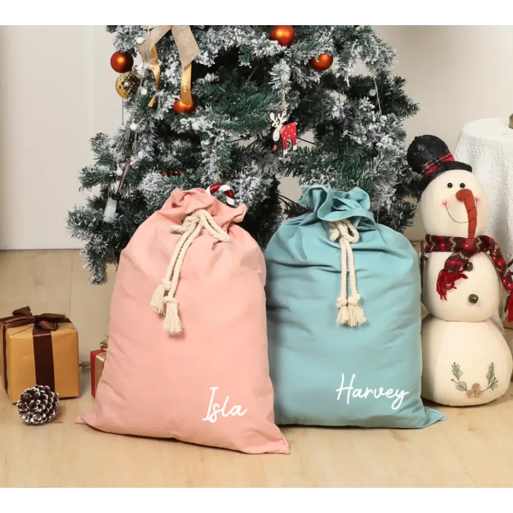 Personalised Canvas Santa Sacks - Cream - Timber Tinkers