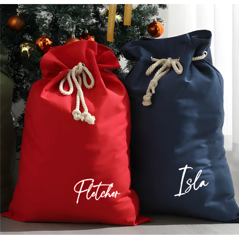 Personalised Canvas Santa Sacks - Navy - Timber Tinkers