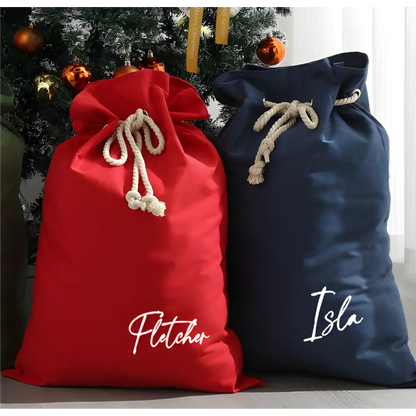 Personalised Canvas Santa Sacks - Navy - Timber Tinkers