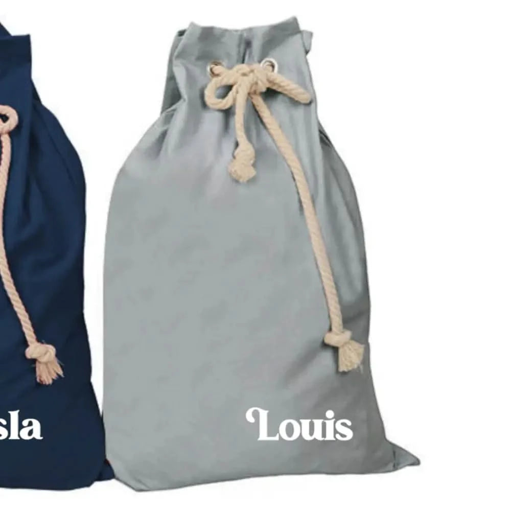 Personalised Canvas Santa Sacks - Silver - Timber Tinkers