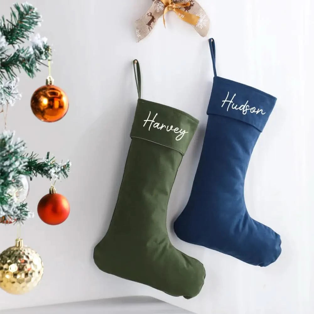 Personalised Canvas Stockings - Navy - Timber Tinkers