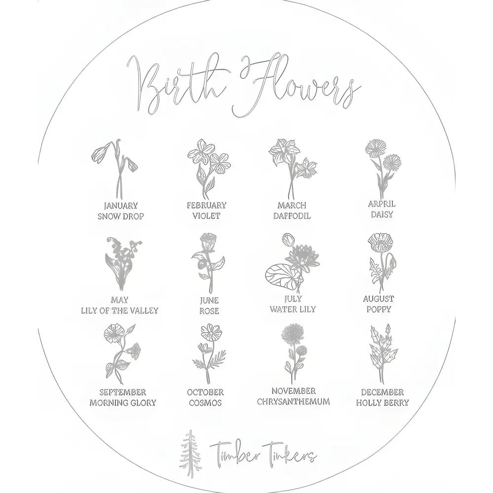 Personalised Growth Chart - Birth Flower - Timber Tinkers