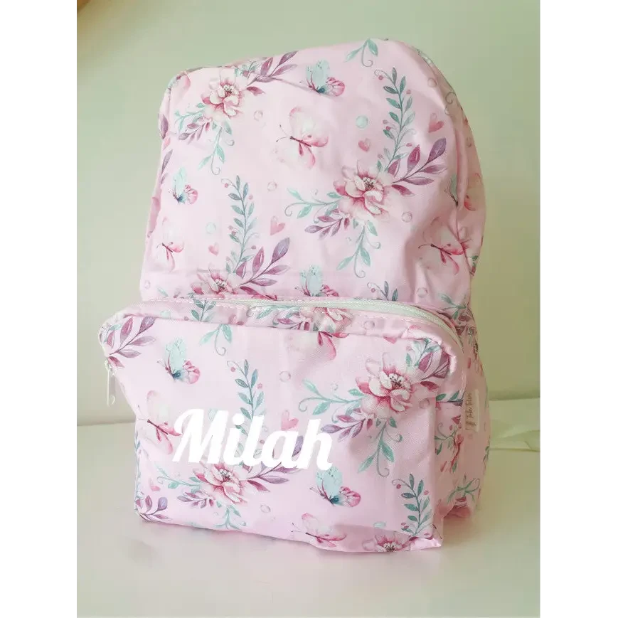 Personalised Kids Backpack - Pink Butterfly - Timber Tinkers