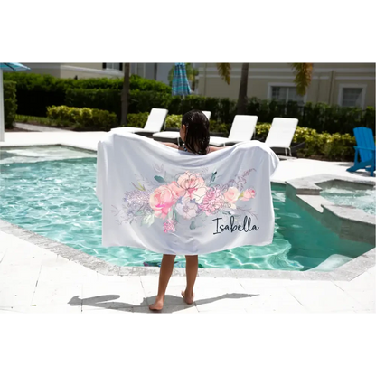 Personalised Kids Towel - Floral - Timber Tinkers