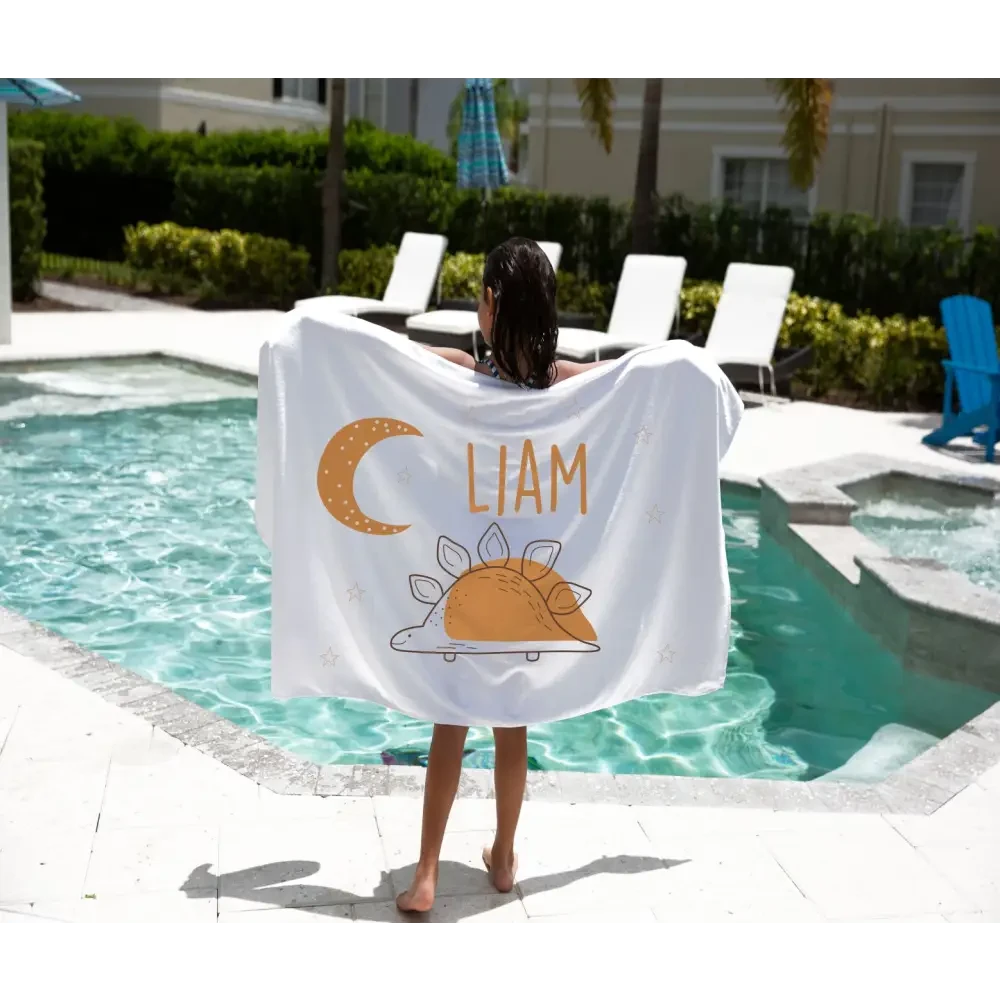Personalised Kids Towel - Stegosaurus - Timber Tinkers