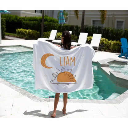 Personalised Kids Towel - Stegosaurus - Timber Tinkers