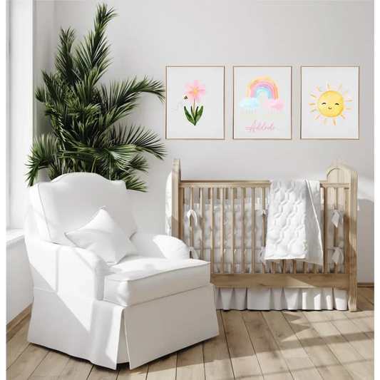 Personalised Pastel Rainbow Wooden Canvas Print Set - Timber Tinkers