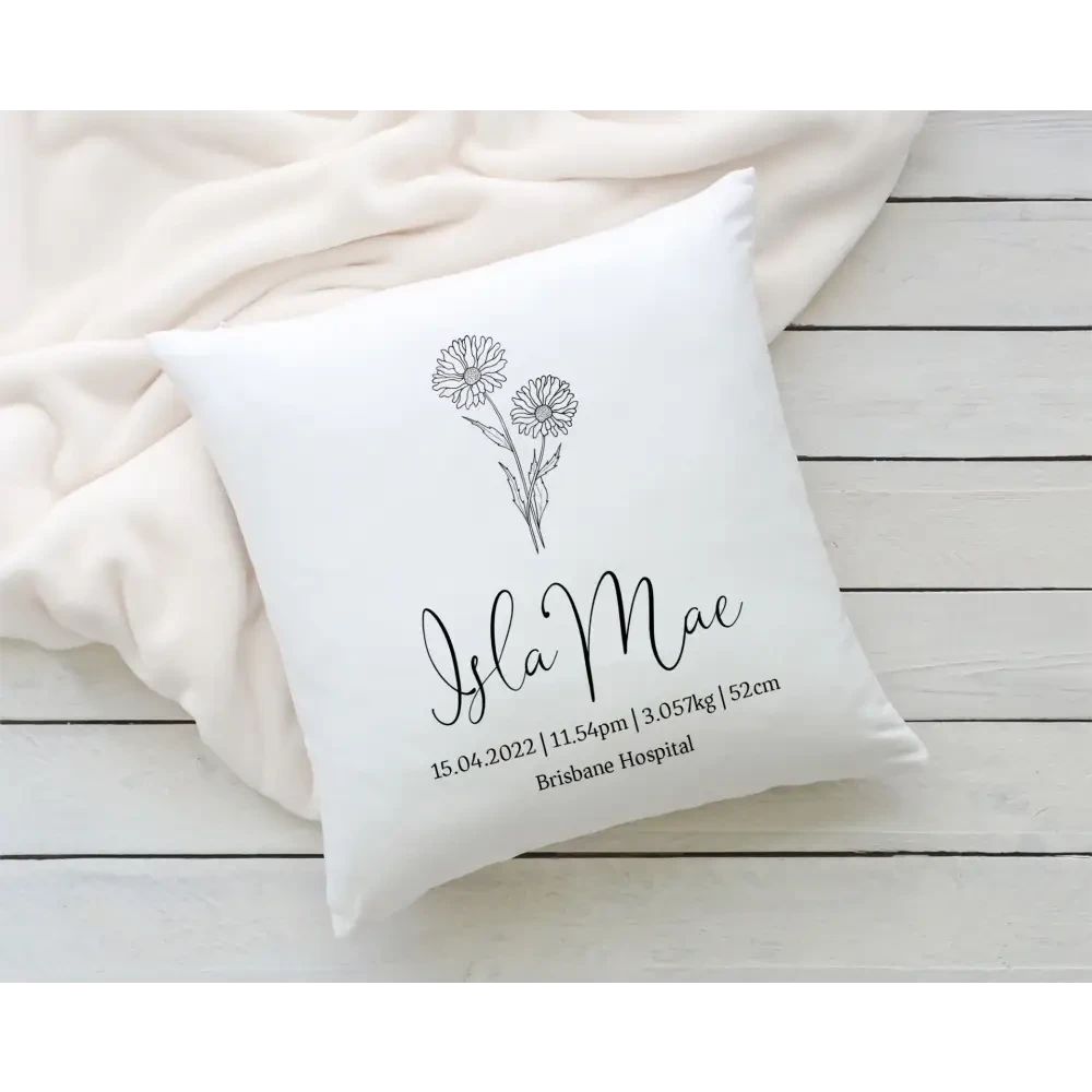 Personalised Pillowcase - Birth Flower - Timber Tinkers