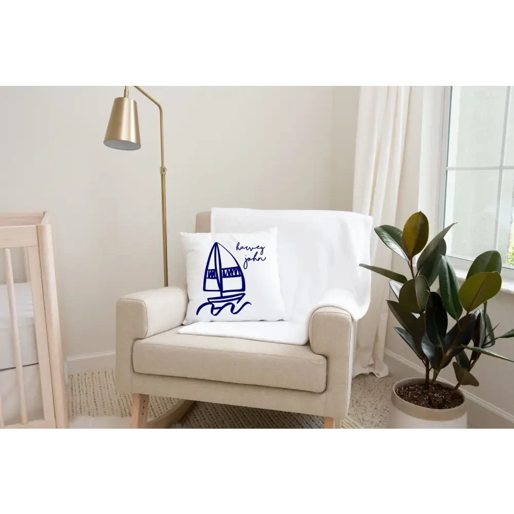 Personalised Pillowcase - Sail Boat - Timber Tinkers