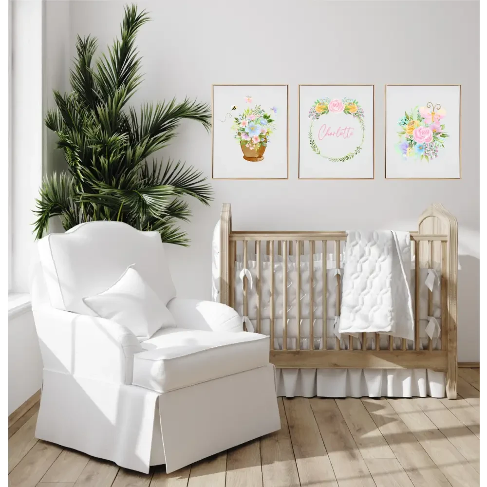 Personalised Spring Floral Wooden Canvas Print Set - Timber Tinkers