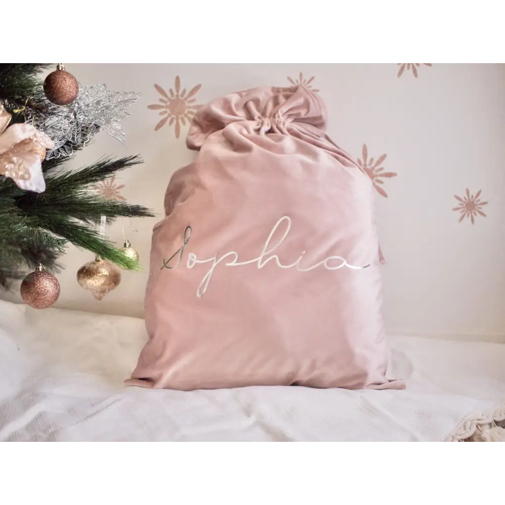 Personalised Velvet Santa Sack - Black - Timber Tinkers