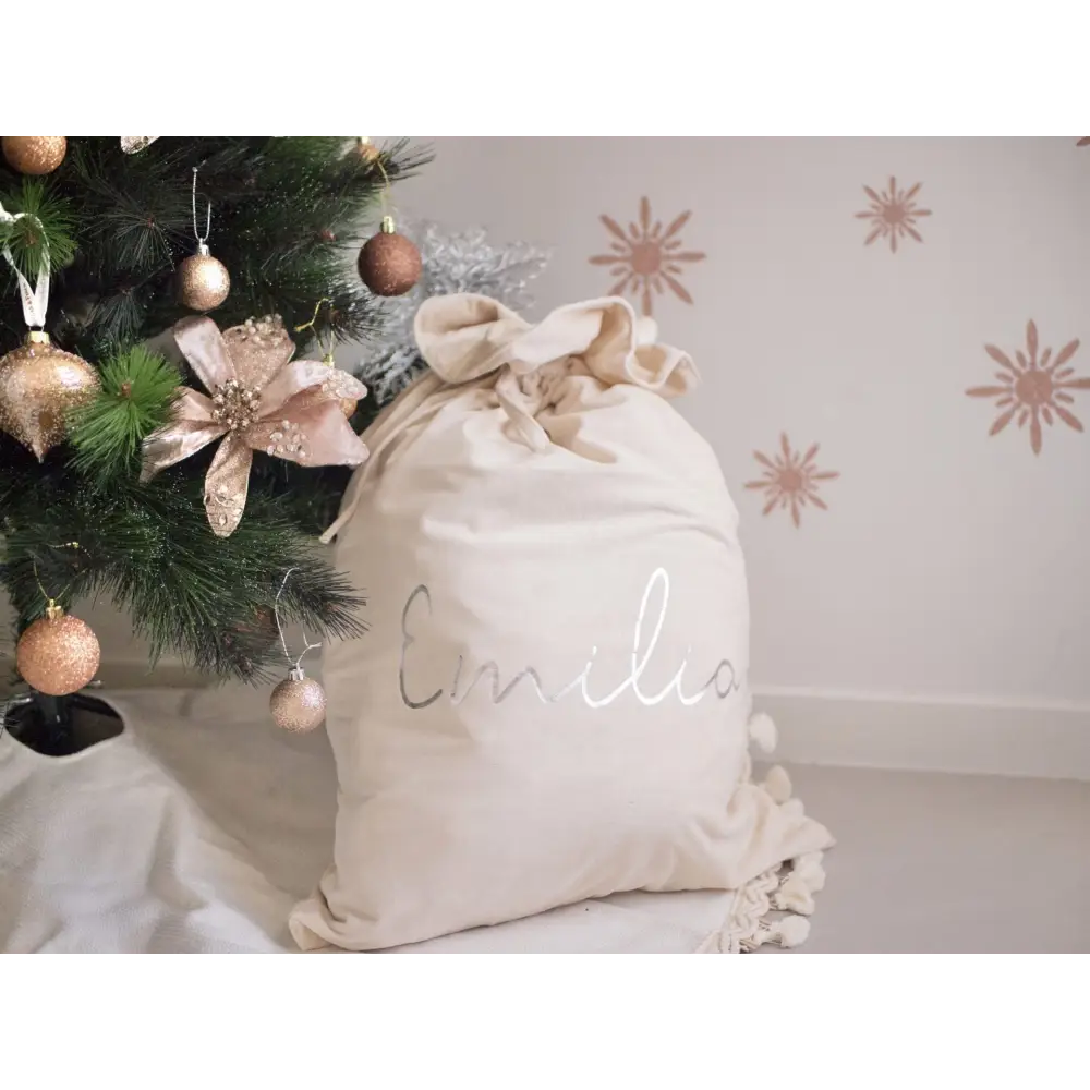 Personalised Velvet Santa Sack - Black - Timber Tinkers