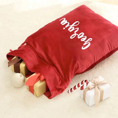 Personalised Velvet Santa Sack - Red - Timber Tinkers