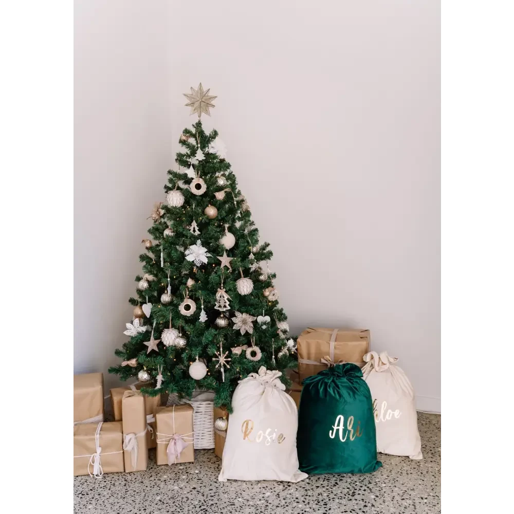 Personalised Velvet Santa Sack - Red - Timber Tinkers