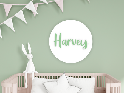 Personalised Acrylic Round Name Sign for Nursery Décor