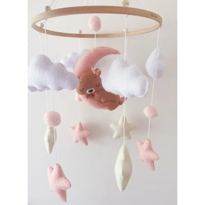 Pink Teddy Nursery Mobile - Timber Tinkers