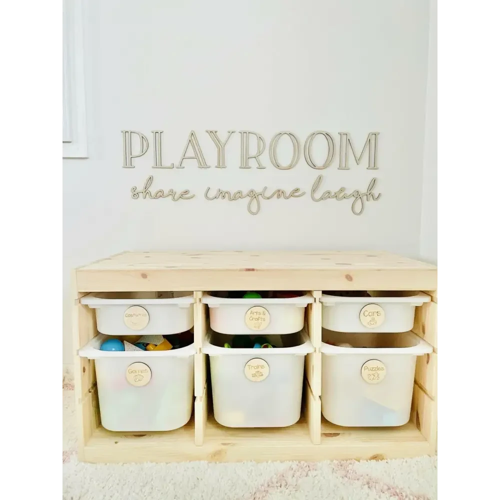 PLAYROOM - share imagine laugh plaque - Timber Tinkers
